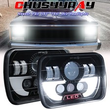Pair 5x7 7x6 Led Headlights For 1986-1995 Jeep Wrangler Yj 1984-2001 Cherokee Xj