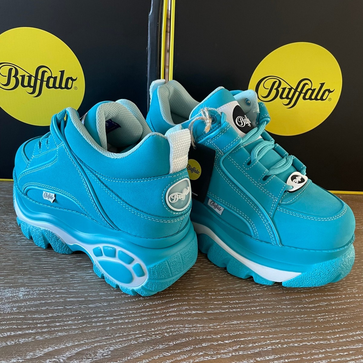 【絶対可愛い!関税送料込】Buffalo Aspha HYB スニーカー Buffalo 1339-14 2.0 Calf Nubuck AQUA - New - Size 37