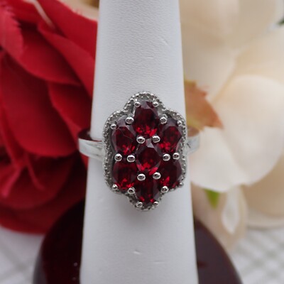 Striking Stainless Steel red Crystal Cluster size 7 Ring by Striking Stainless Steel red Crystal Cluster size 7 Ring by