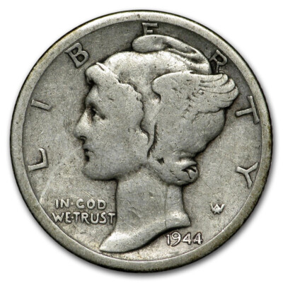 1944 S Mercury Silver Dime 90% Silver 10c Average Circulated | eBay