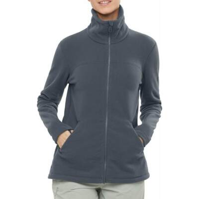 Salomon Essential Cozy Damen Fleecejacke grau Outdoor mit Taschen atmungsaktiv
