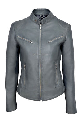pale grey leather jacket