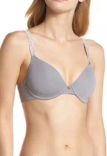 New Natori 731080 Rose Dream Custom Coverage Underwire Bra Quicksilver  34DD