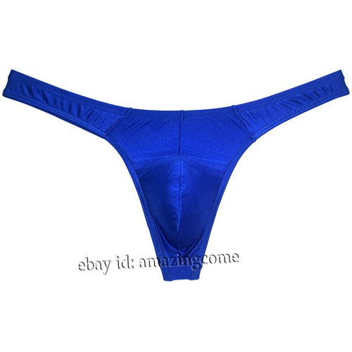 Sexy Men's Glossy Thong Underwear Stretchy Ice Silk T-back Hipster Tangas Trunks - Picture 8 of 30