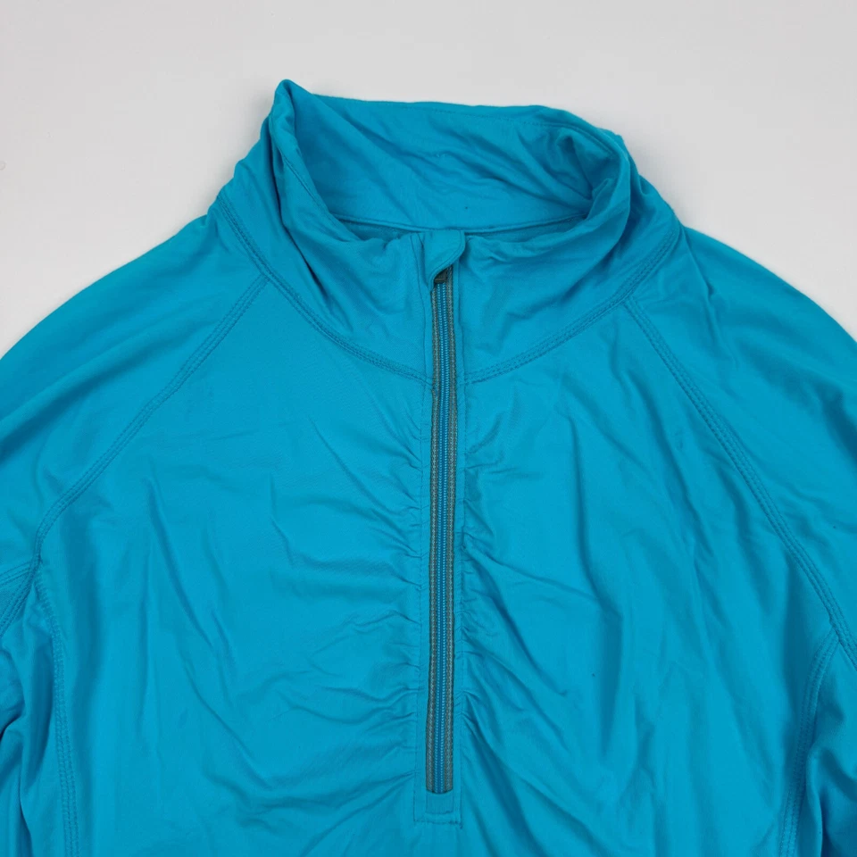 Camisa Pullover Azul Mandarina 1/4 Cremallera Manga Larga Agujeros para Pulgar Bolsillo con Cremallera Talla L Foto 3 de 4