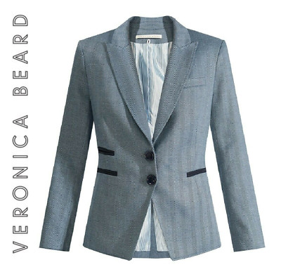 VERONICA BEARD Dickey Jacket Women sz 2 Blue w/Suede trim HUDSON Blazer NWT