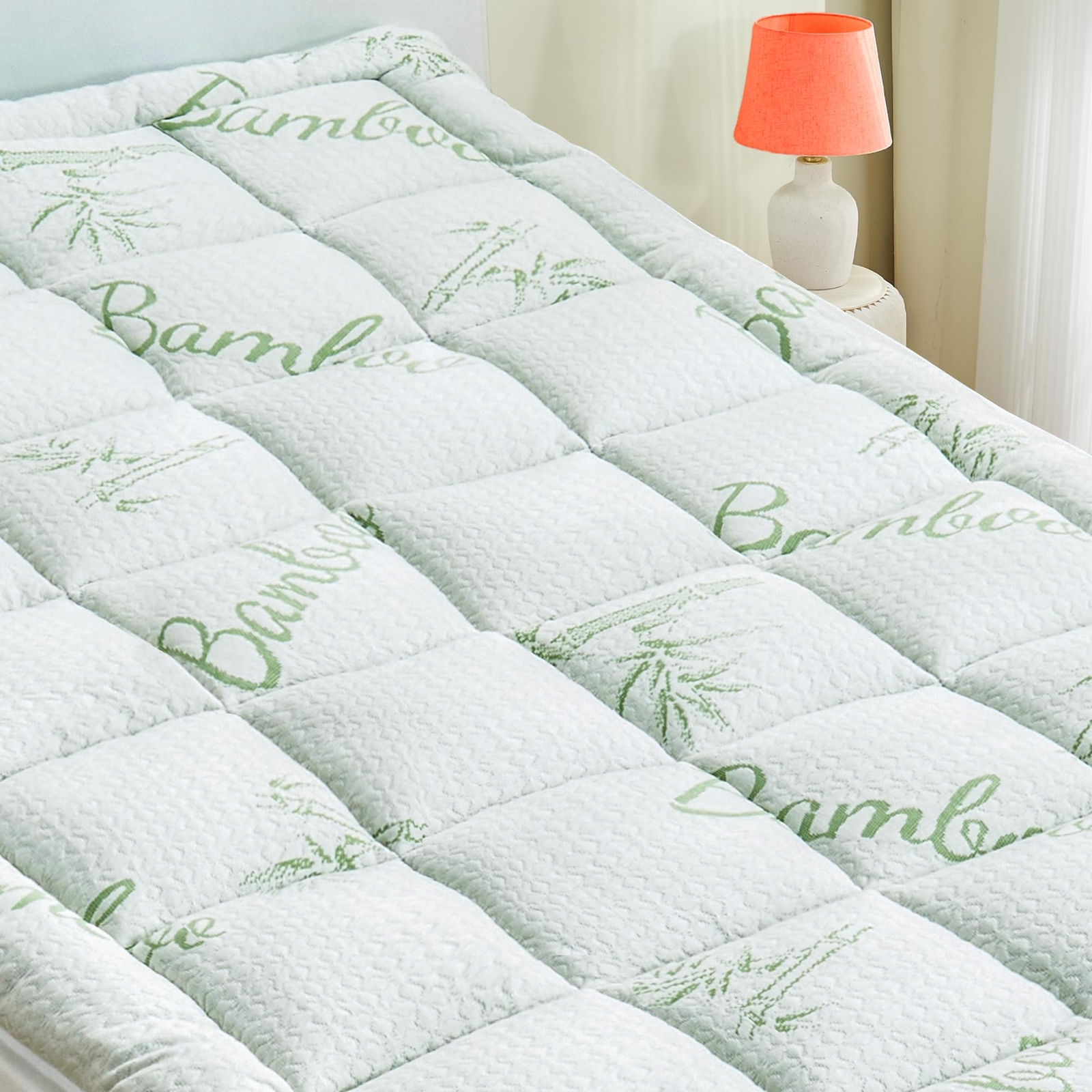 California King Mattress Pad Cover, Viscose Made from Bamboo Pillow Top Cooli...