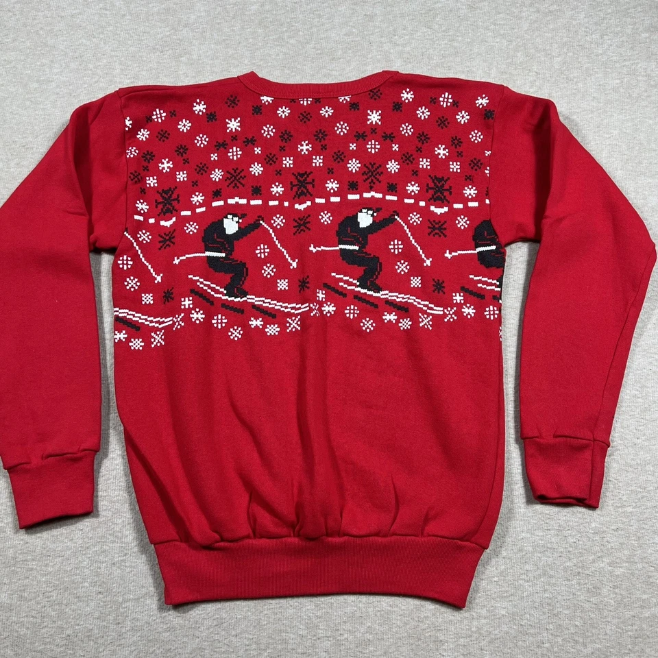 Sudadera Esquí Papá Noel Roja Vintage Adulto Med. Feas vacaciones de Navidad EE. UU. Foto 4 de 4