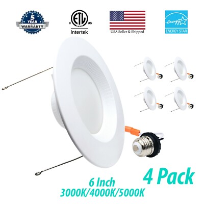 3BRIX 4 x 6  15W LED Retrofit Downlight Baffle Trim Recessed Dimmable Light-ETL 