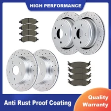 Front Rear Slotted Rotors and Brake Pads Kits Fit 5 Lugs Dodge Ram 1500 ASPEN