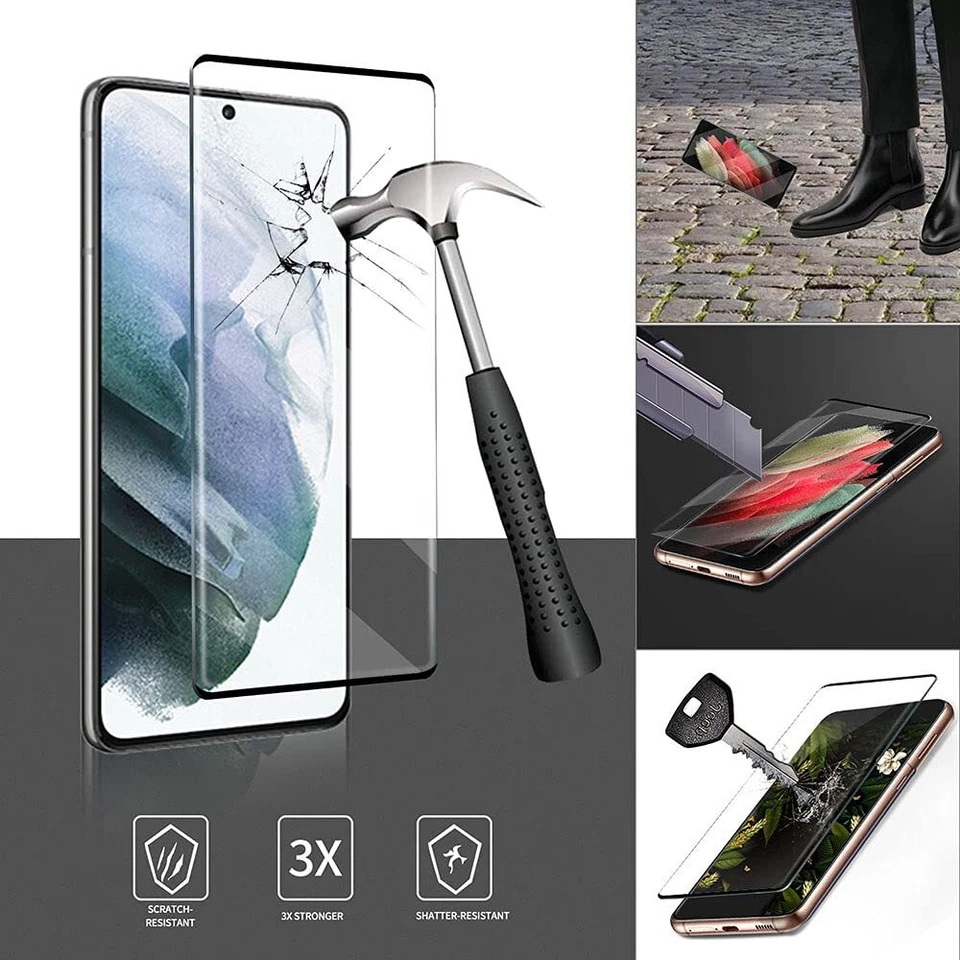 Paquete de 2 protectores de pantalla de vidrio templado curvo aplicables para Samsung Galaxy S21 Foto 2 de 4