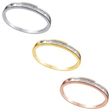 Baguette Natural Diamond 10K White Gold Wedding Band Ring