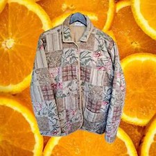Krazy Kat Patchwork Button Up Tan And Floral Coat Size 14/16o