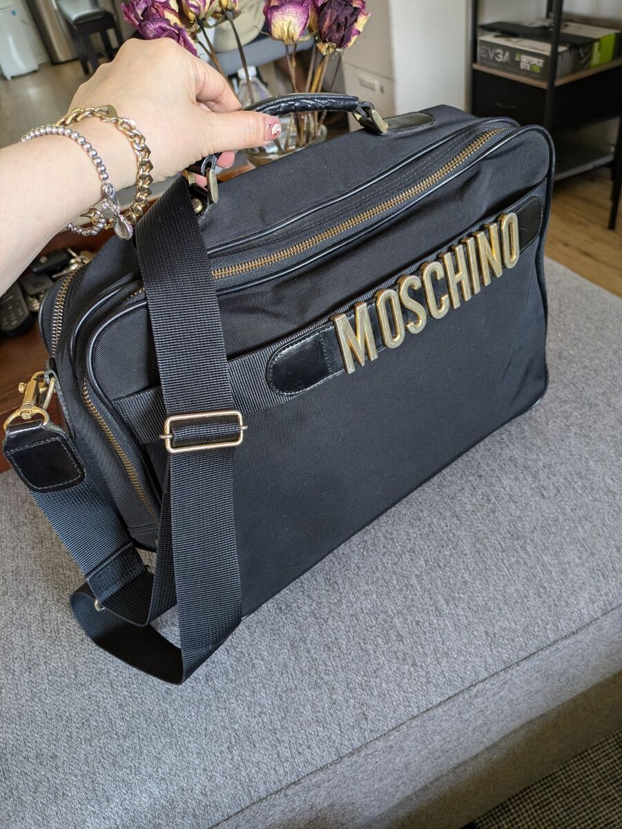 Moschino Crossbody Messenger Work Bag Gold Letters Excellent Moschino Crossbody Messenger Work Bag Gold Letters Excellent