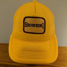 Vintage Browning Hat Yellow Foam Trucker Snapback Cord