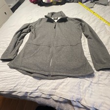 L Sketchers Women Full Zip Mock Neck Gray Polyester Blend Athletic Jacket 22x25”