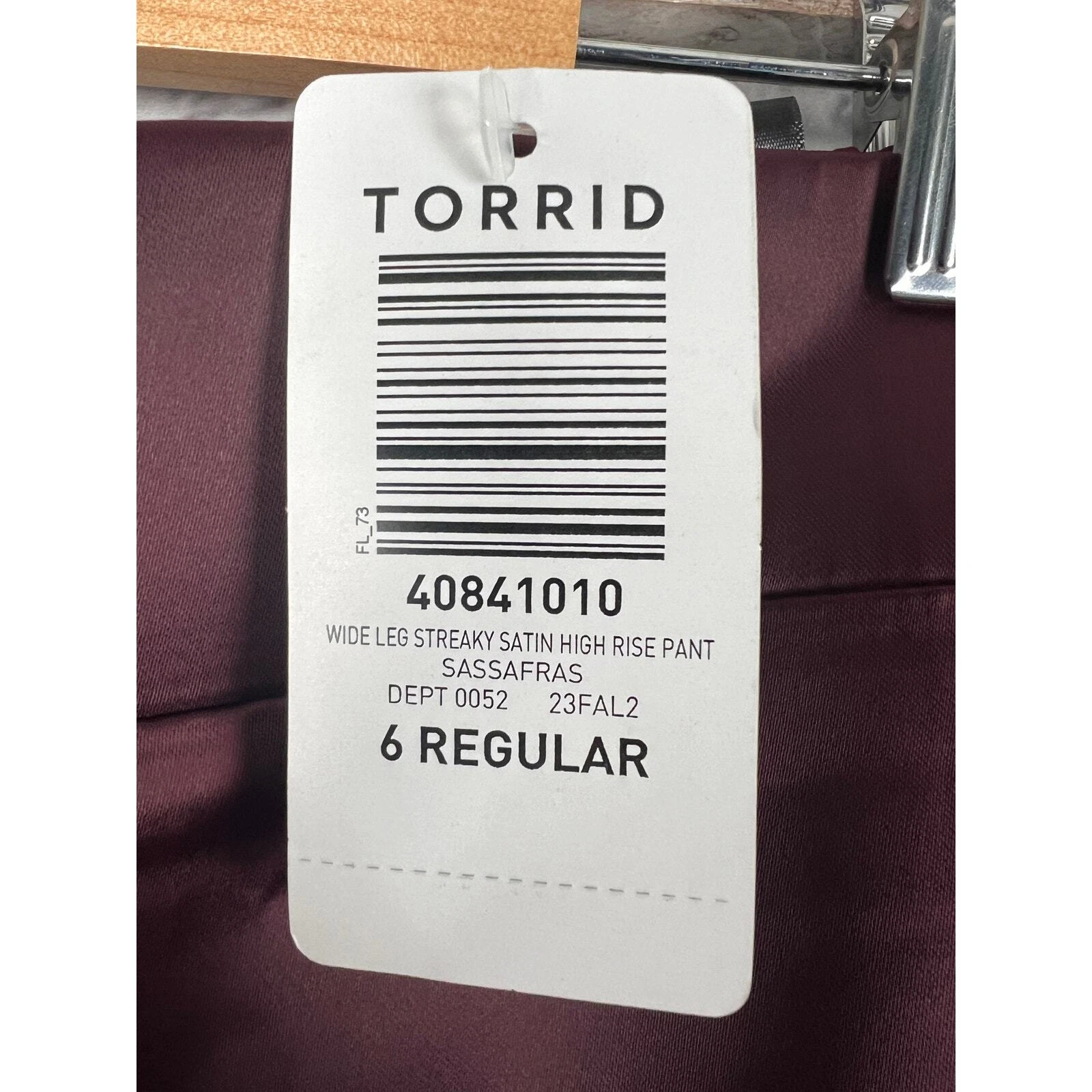 VETEMENTS Pantaloni donna Torrid 6X (6) Sassafras gamba larga raso striato vita alta nuovi con etichette