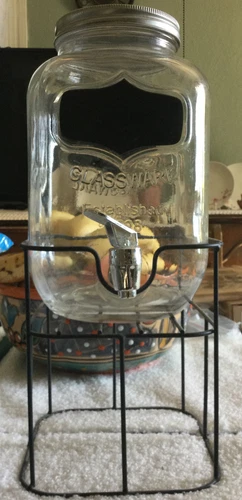 glass drink dispenser with stand