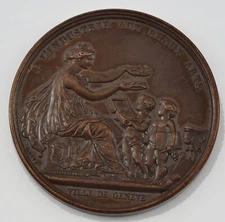Antique Ville De Geneve Bronze Medallion A L'industrie Aux Beaux Arts Circa 1890