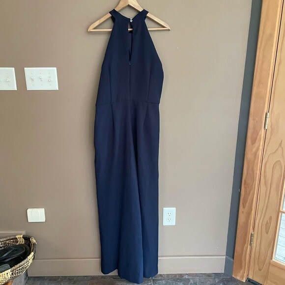Julia Jordan Wide Leg Knot Neck Jumpsuit Navy Sizde 14 Gem