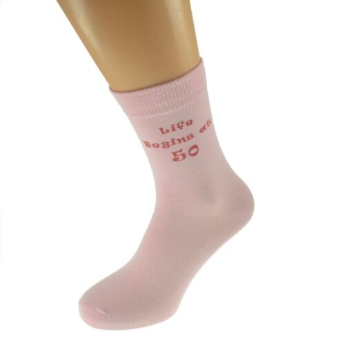 Life Begins at 50 Printed Ladies Pink Socks 50th Birthday Gift - Picture 1 of 1