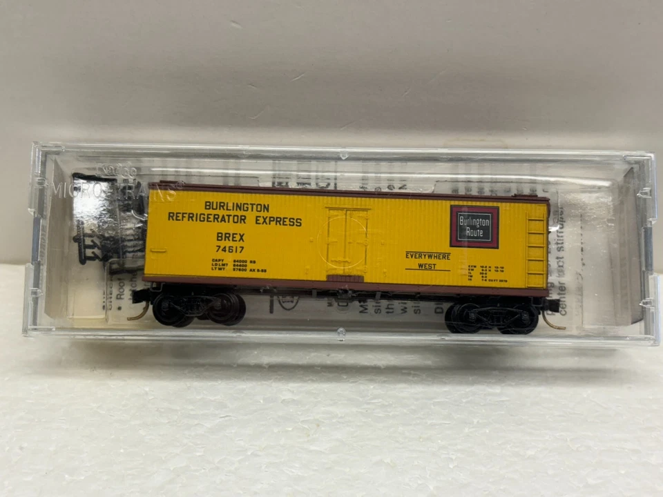 N Scale Kadee Micro Trains MTL 47280 Burlington BREX 74617 Wood Ice Reefer - Image 2 of 4
