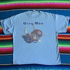 Vintage 2008 Nintendo Super Mario Wing Man T Shirt Baby Blue Size XL