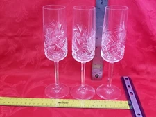 3 PINWHEEL by BOHEMIAN CRYSTAL CRYSTALEX champagne Flute 8 1/2"