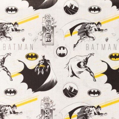 Baumwolle Stoff Dekostoff Basteln Batman Streifen auf GRAU WEIß EUR 13,98/m 
