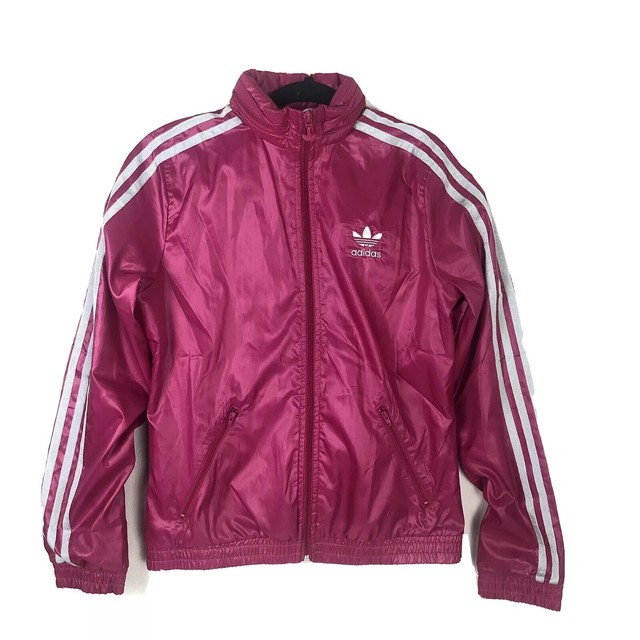 Adidas 3 stripe Trefoil Womens Size S Track suit Jacket Pink and silver