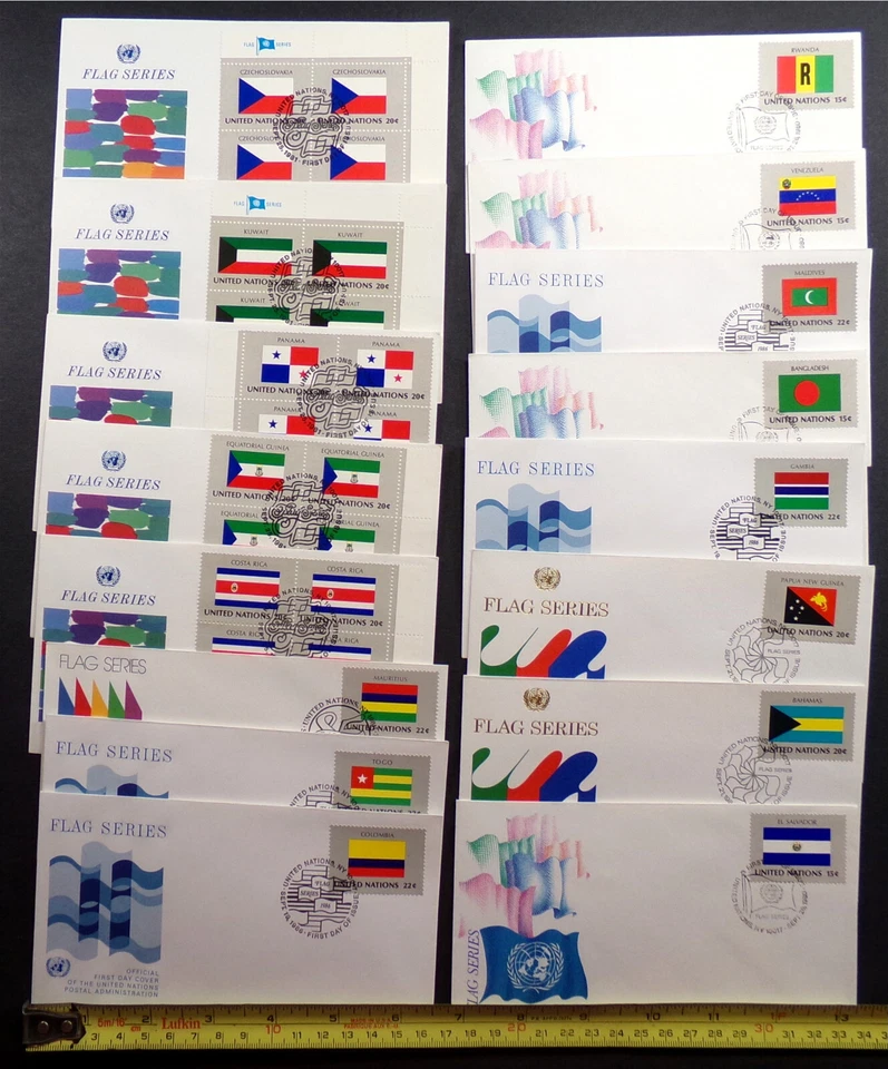 UNITED NATIONS FLAG SERIES 1980-86 U.N. Worldwide 16x FDC Lot GO POSTAL SET #044 - Image 3 of 3