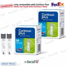 Bayer Contour Plus Blood Glucose Test Strips FREE EXPRESS SHIPPING EXP:04/2026