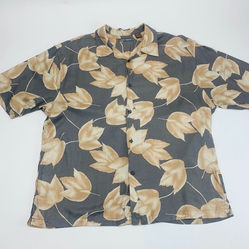 John Henry Hawaiian Aloha Shirt Mens XL Multicolor W/ Leaves Preowned