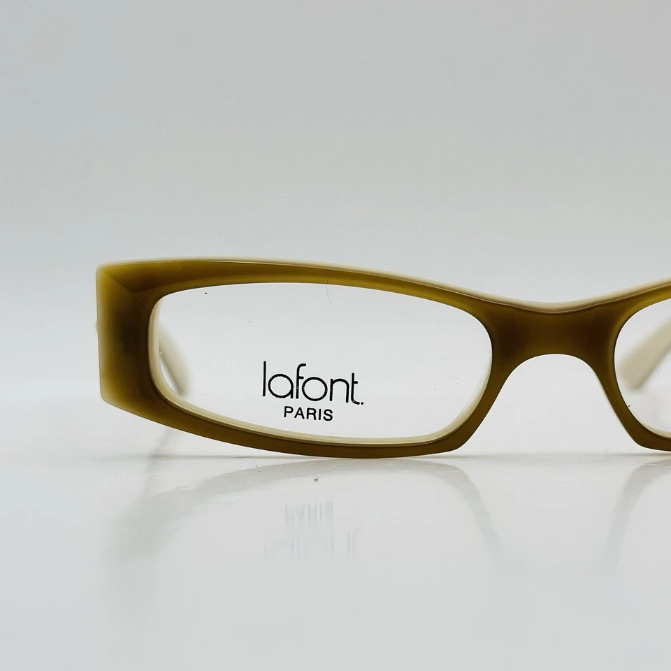 Anteojos Lafont Mujer Cuadrados Verde Beige Madera Delgados Mod. BABY Paris Nuevo Foto 2 de 4