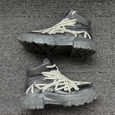 Rick Owens Mega Lace Tecuatl Tractor Boots Black Size 44 Geobasket Chrome