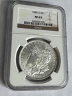 1885-O morgan silver dollar MS63 NGC #045 **Rainbow Toning on Reverse**