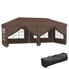 Image of Outsunny 3 X 6M Pop up Gazebo Height Adjustable Party Tent W/ Storage Bag Brown