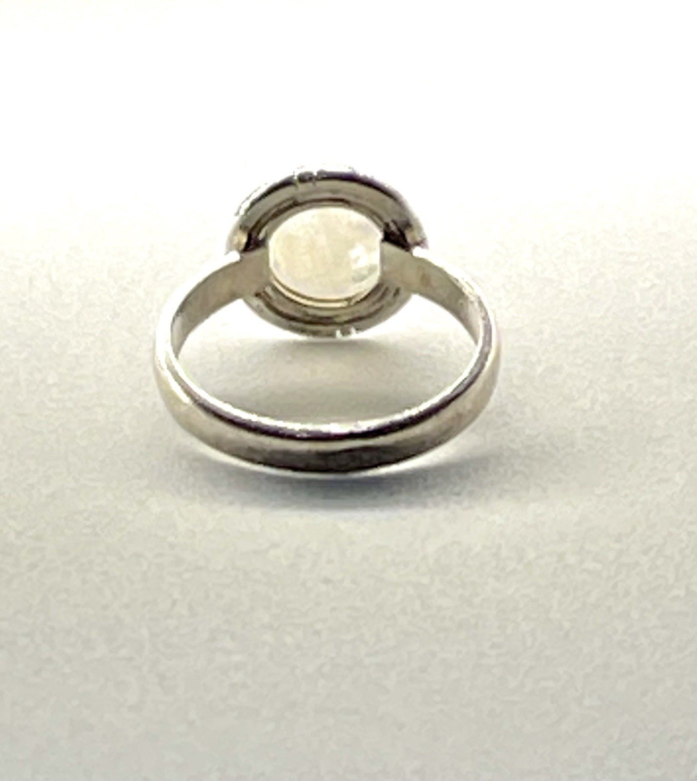 Solid 925 Sterling Silver Round Moonstone Ring Si… - image 3