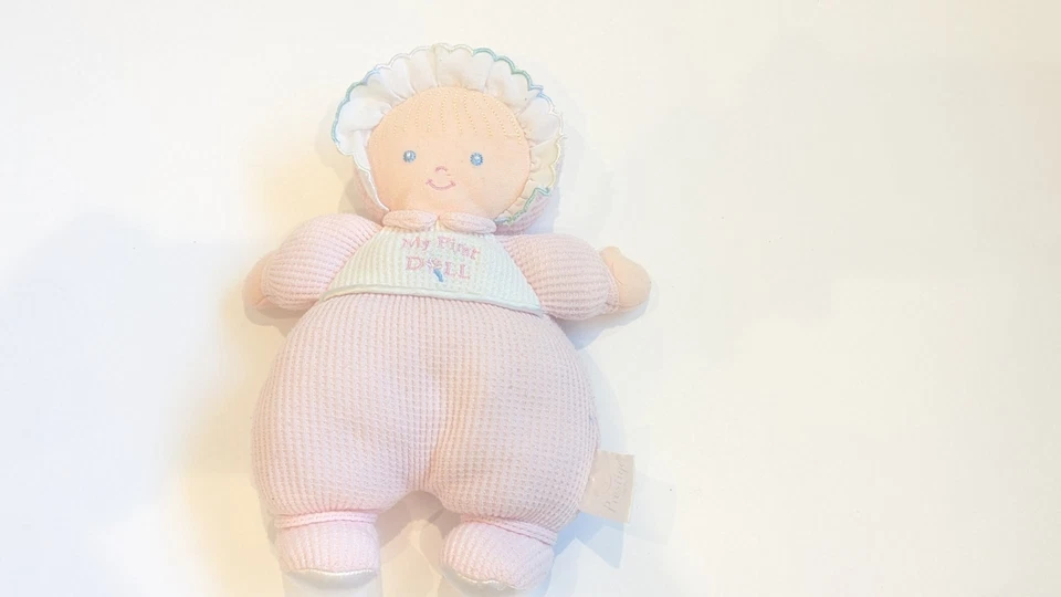 Prestigio Rosa Blanco Térmico Mi Primera Muñeca Ojales Encaje Sonajero Peluche Juguete Bebé Foto 2 de 4