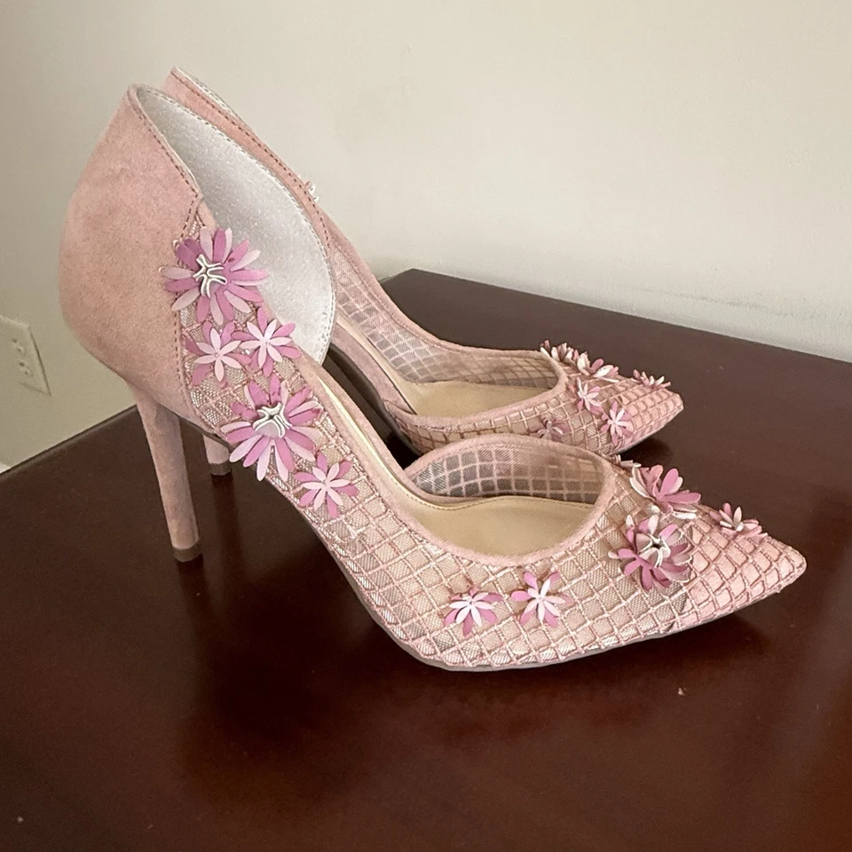 Jessica Simpson Womens D'Orsay Leighah Light Pink Floral Heel Pumps Sz 8.5 - Image 2 of 4