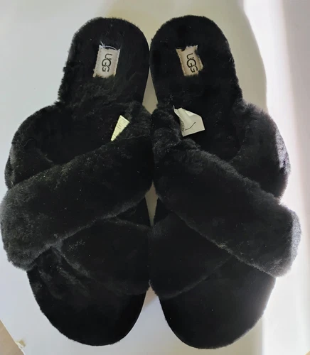 AUSTRALIAN SHEPHERD UGG scivoli soffici incrociati da donna. Sandali. Pantofole. Peloso.