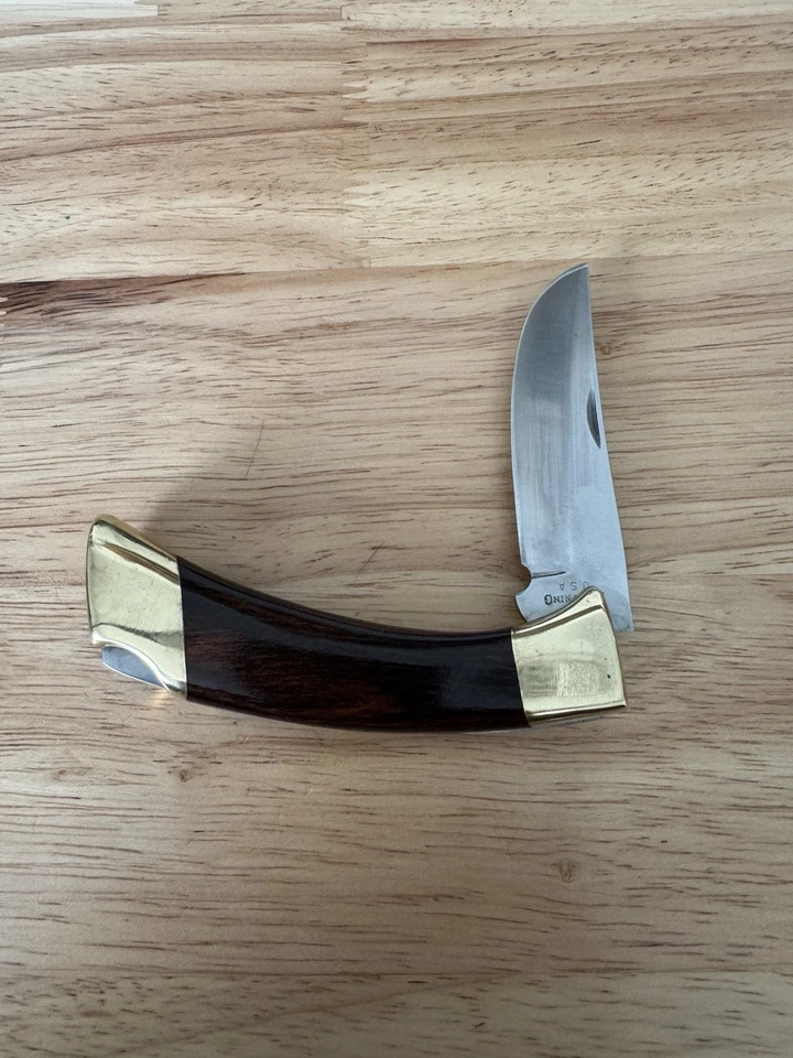 Vintage Browning USA, Hunter Lockback, 181F  W/ Basket Weave Leather Sheath - Image 2 of 4