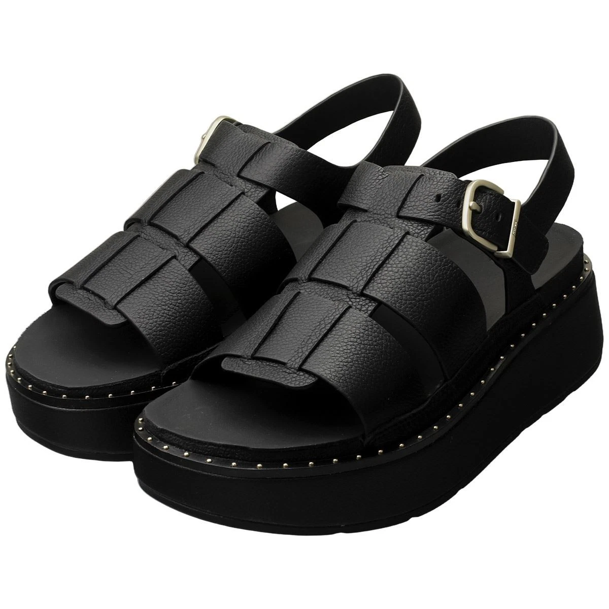FitFlop GEN-FF Max Fisherman Tumbled Leather Women's Black Sandals