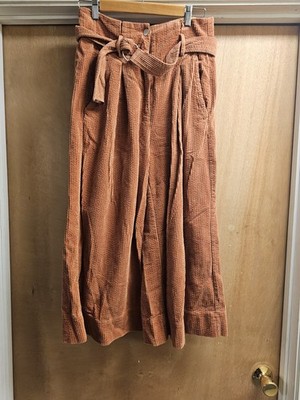 The Korner Wide Leg Cordaroy Gaucho Cutlotte Capri Pants High Waist Size 8