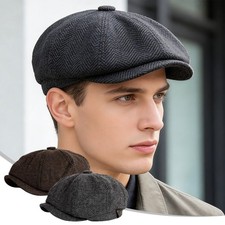 1p Men Women Octagonal Newsboy Cap Retro Brit...
