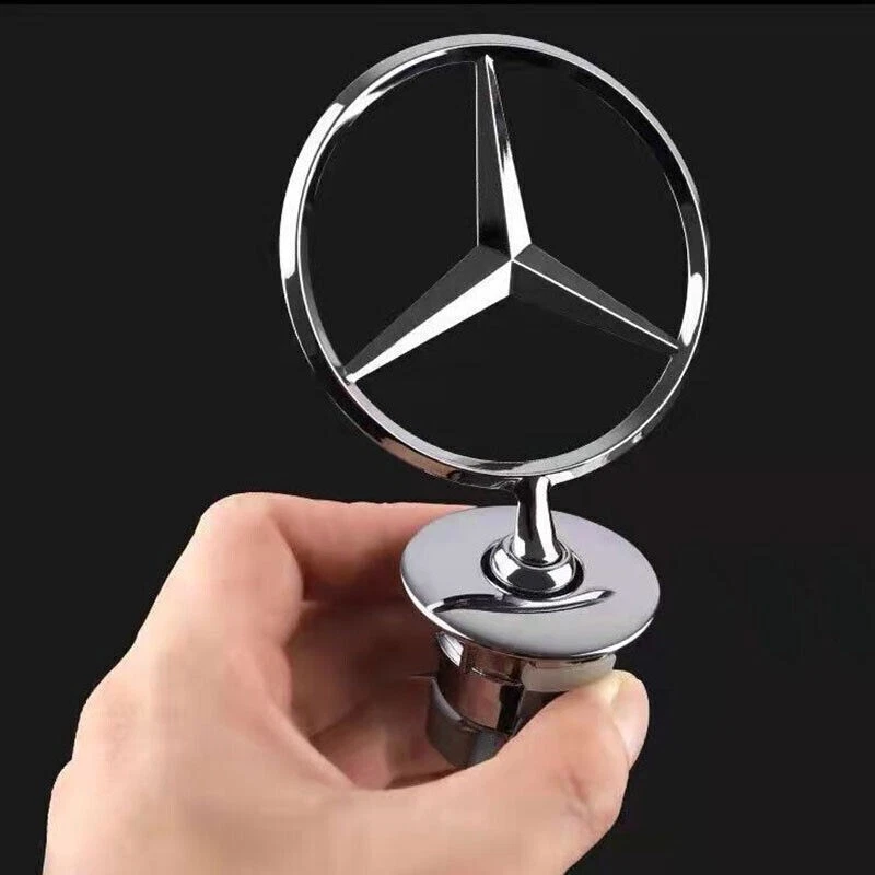 Fit For Mercedes-Benz C E S AMG Front Hood Ornament Mounted Star Emblem Silver - Image 3 of 4