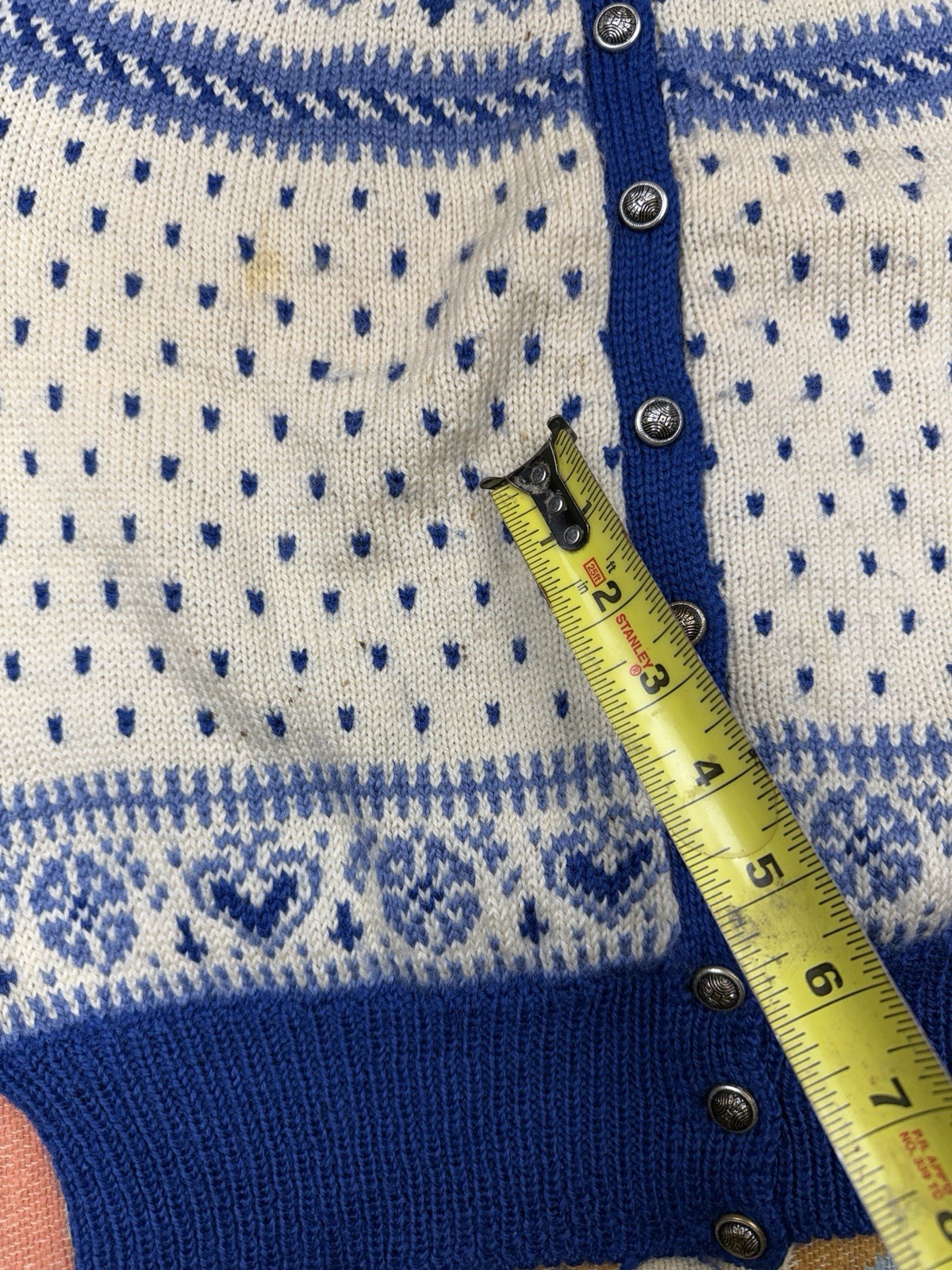 Vintage Cardigan Sweater Small Paul Mage 100percent Wool Fair Isle Denmark 60s Preppy image 9