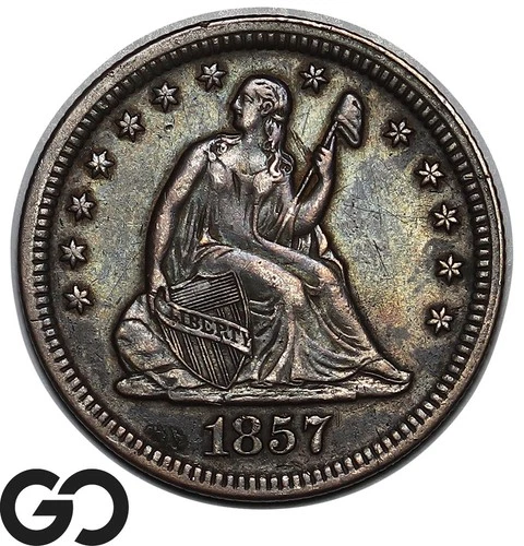 1857 Seated Liberty Quarter, Choice AU