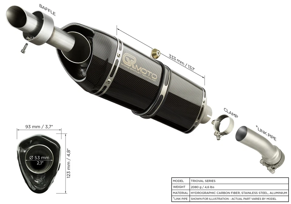 Échappement Pour Moto Morini SCR Seiemmezzo TREK 6 1/2 2023-2025 GRmoto Carbone - Photo 3/3