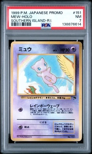 1999 POKEMON JPN PROMO SOUTHERN ISLANDS SOUTHERN ISLAND-R.I. #151 MEW-HOLO PSA 7